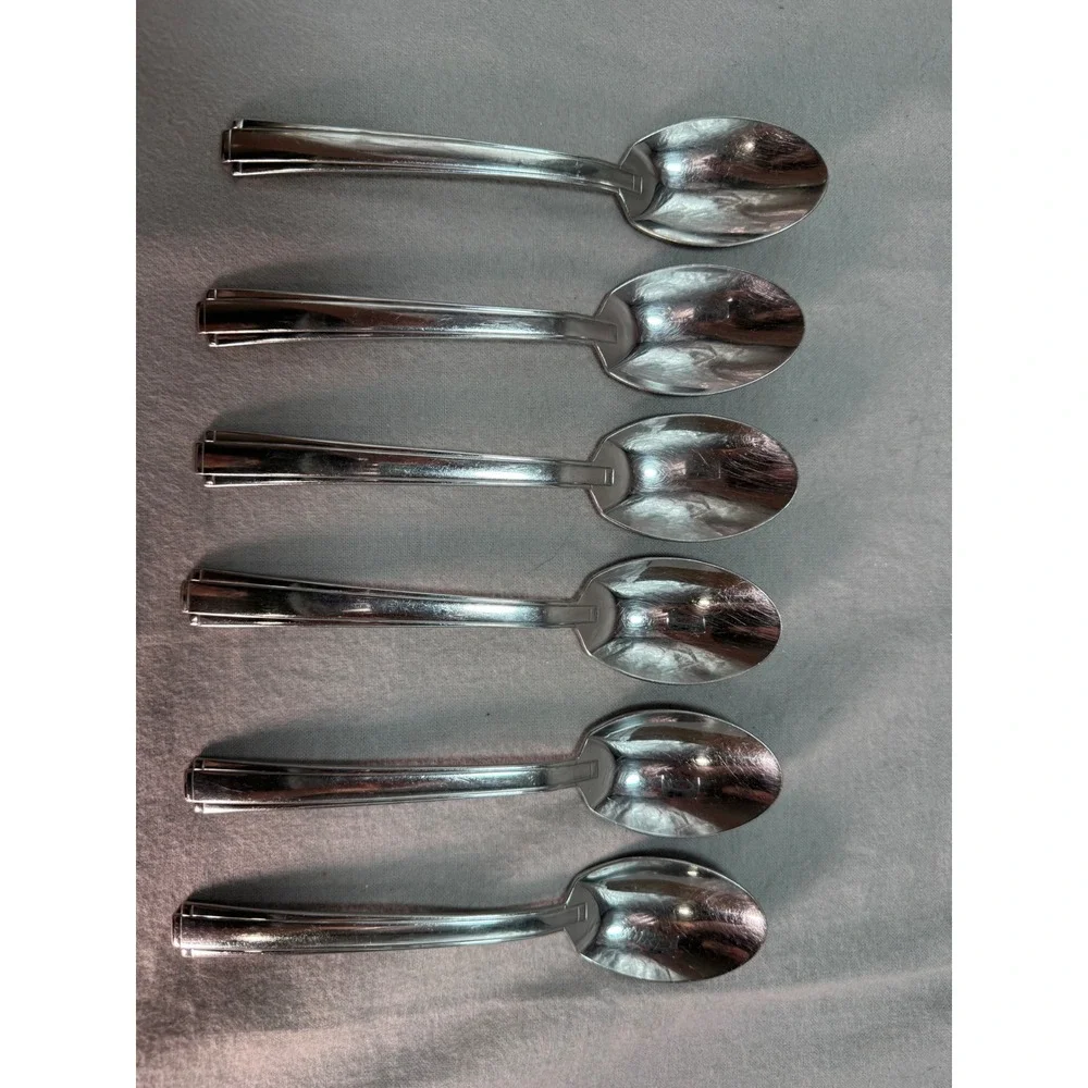 Oneida Etage 6pc Oval Place / Soup Spoons 18/10 Stainless Steel 2529 Post Modern